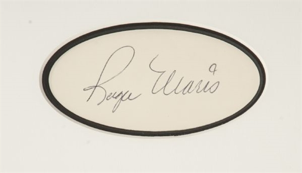 Roger Maris Framed Magazine Page Display with Signed Index Card (PSA/DNA)